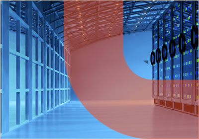 data center with Curvature logo overlay